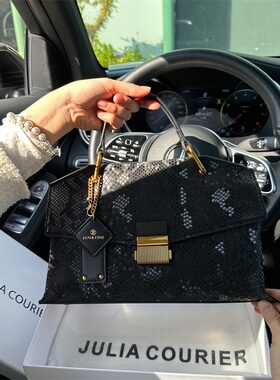 JULIACOURIER轻奢复古蛇纹手提小方包包女2025新款百搭单肩斜挎包