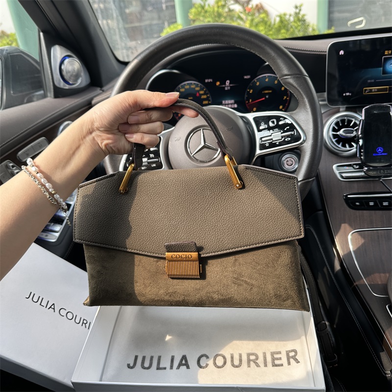 JULIA COURIER女包磨砂手提小方包包女2025新款潮复古单肩斜挎包