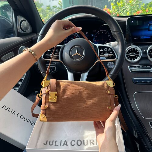 JULIACOURIER女包秋冬褶皱盒子包包女2026新款单肩斜挎手提包通勤