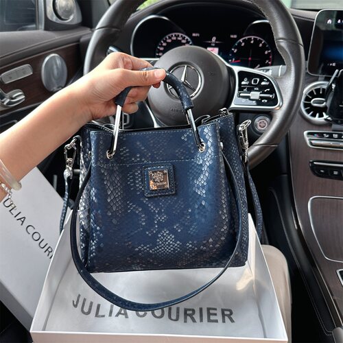 JULIA COURIER女包复古蛇鳞纹水桶包包女大容量单肩斜挎手提包