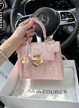 JULIA COURIER小众设计压花手提凯莉包包女2024新款高级感小方包