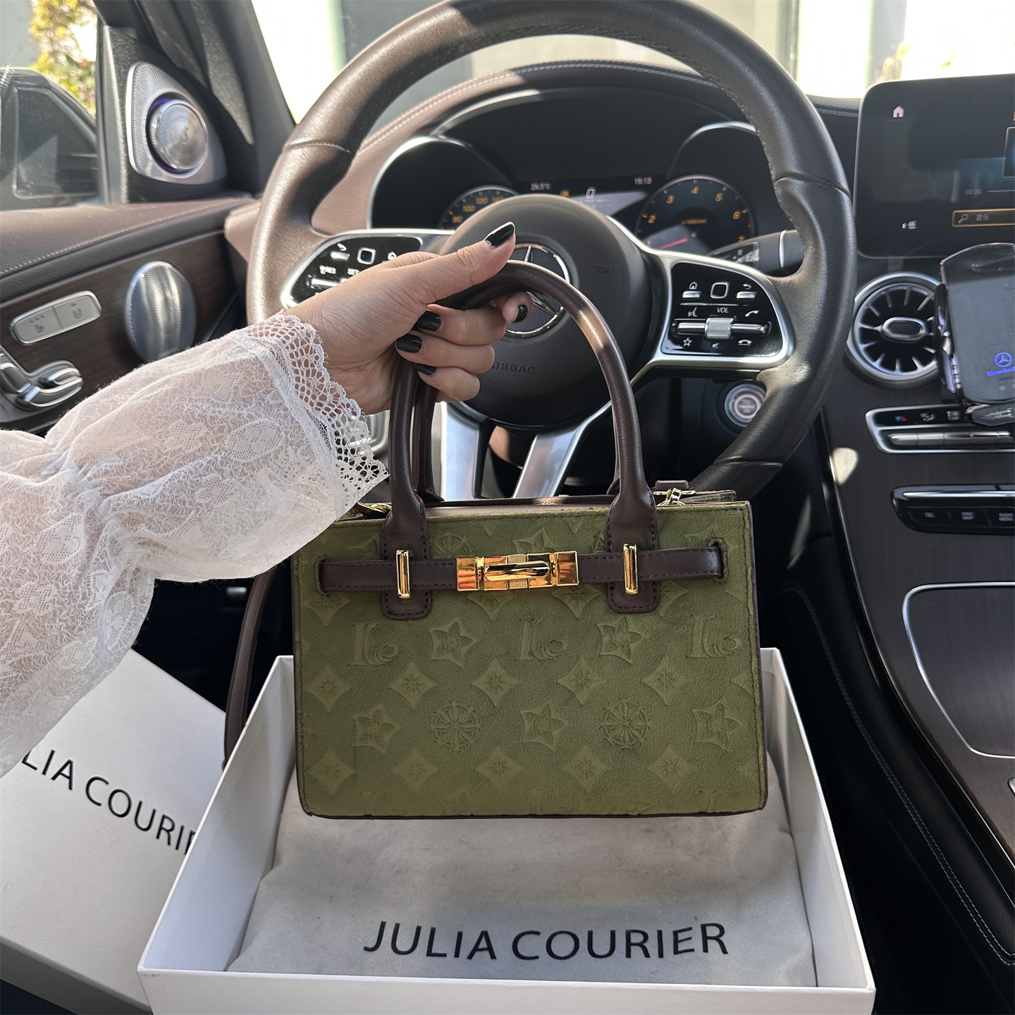 JULIA COURIER许妍同款打人包丝绒小方包2025新款单肩斜挎手提包