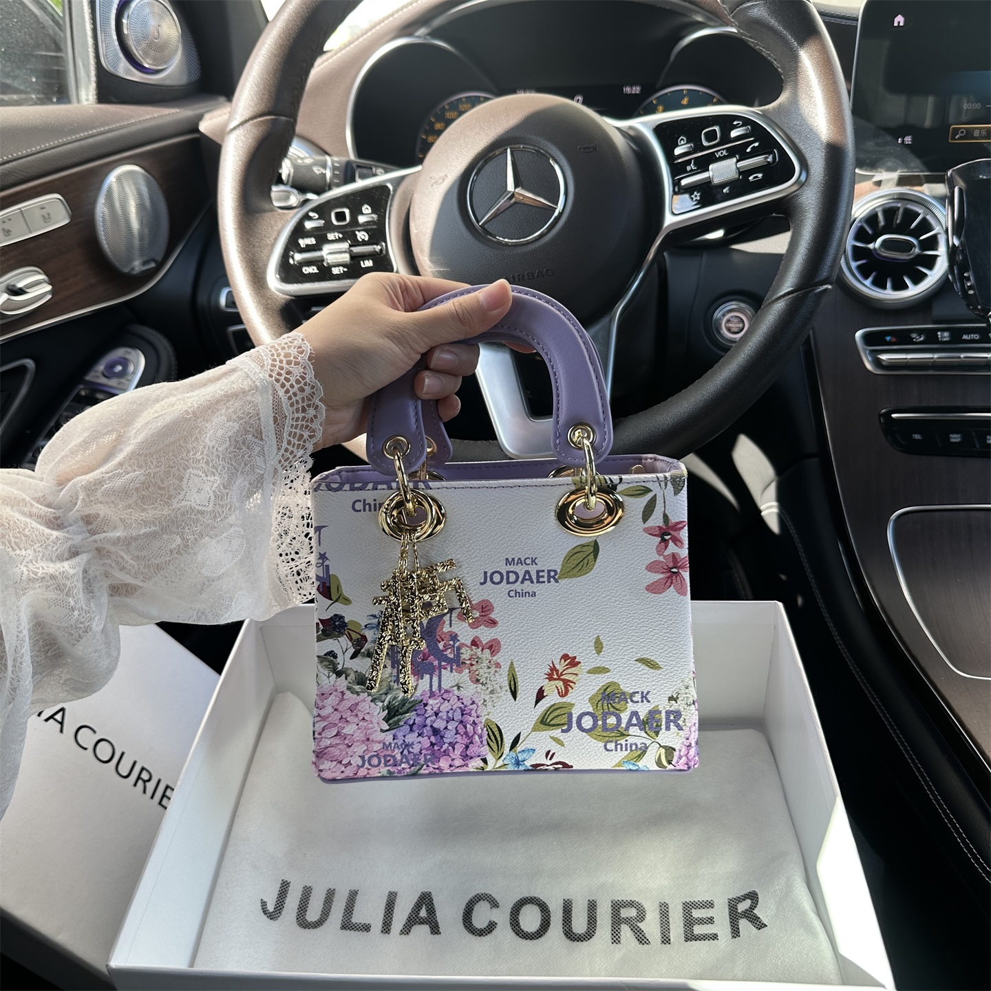 JULIA COURIER女包轻奢印花戴妃包包女2025新款潮单肩斜挎小方包