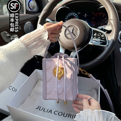 JULIA COURIER小众香芋紫丝绒复古盒子包包女2024新款百搭小方包