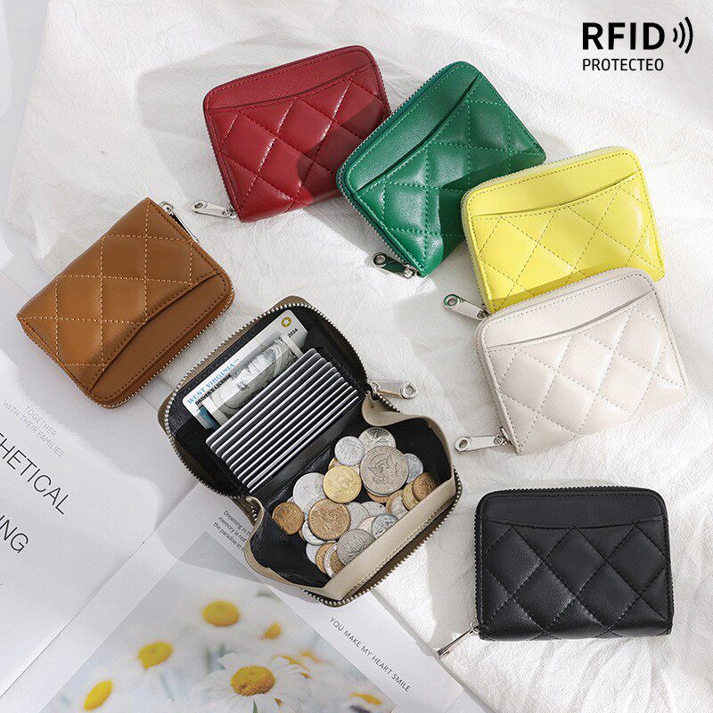 真皮日式大容量风琴多卡位卡包RFID 零钱包拉链卡套男女款硬币包