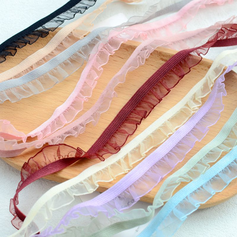 彩色花边辅料缝制diy百搭娃衣手工娃娃领松紧带荷叶边袖口皮筋