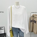 卫衣毛衣叠穿伴侣纯棉小半高领白色圆领T恤女露白边长袖 t恤打底衫