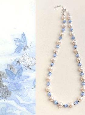 国风原创手作玻璃珍珠石项链设计文艺复古新中式清新春夏首饰HOT