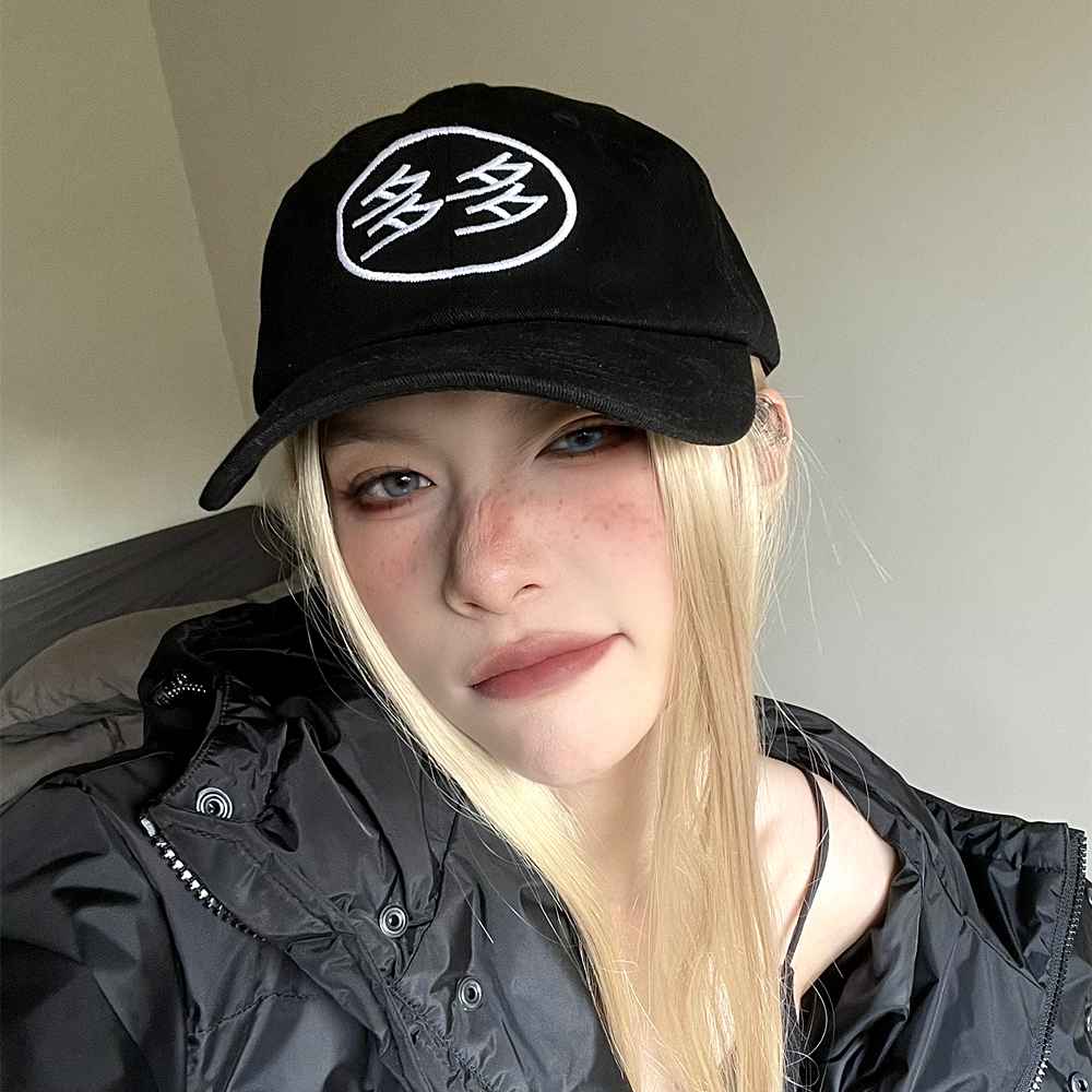 clen fit韩国街头潮牌吴赫同款多多刺绣棒球帽软顶鸭舌帽男女帽子