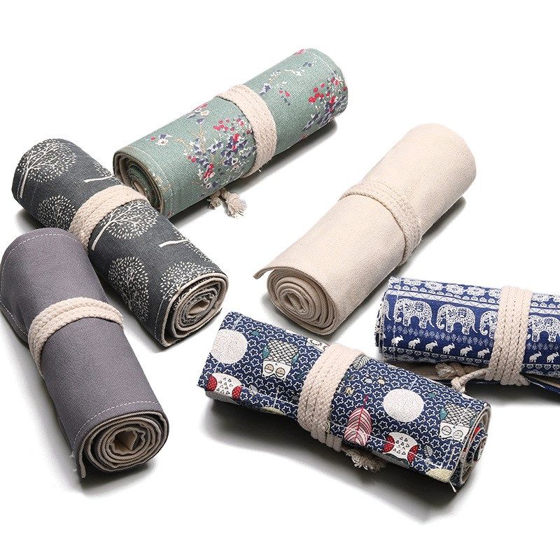 手工帆布笔帘12/24/36/48/72孔大容量卷笔袋男女生彩铅素描文具盒,文具电教/文化用品/商务用品,笔袋,淘宝优惠券,粉丝福利购,淘宝优惠卷