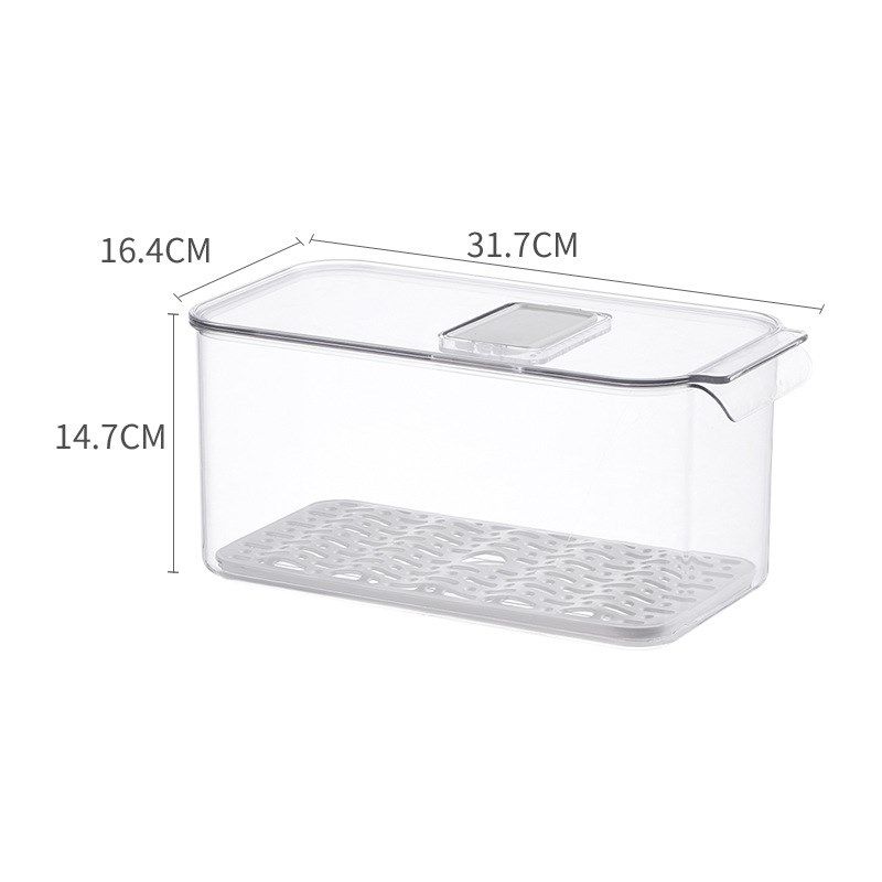 厨房冰箱保鲜盒 透明水果蔬菜收纳盒 可叠加食品储物盒果蔬沥水篮,收纳整理,食物收纳盒,淘宝优惠券,粉丝福利购,淘宝优惠卷