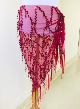 肚皮舞腰链女2023新款练功服臀巾初学者三角巾流苏腰带腰封