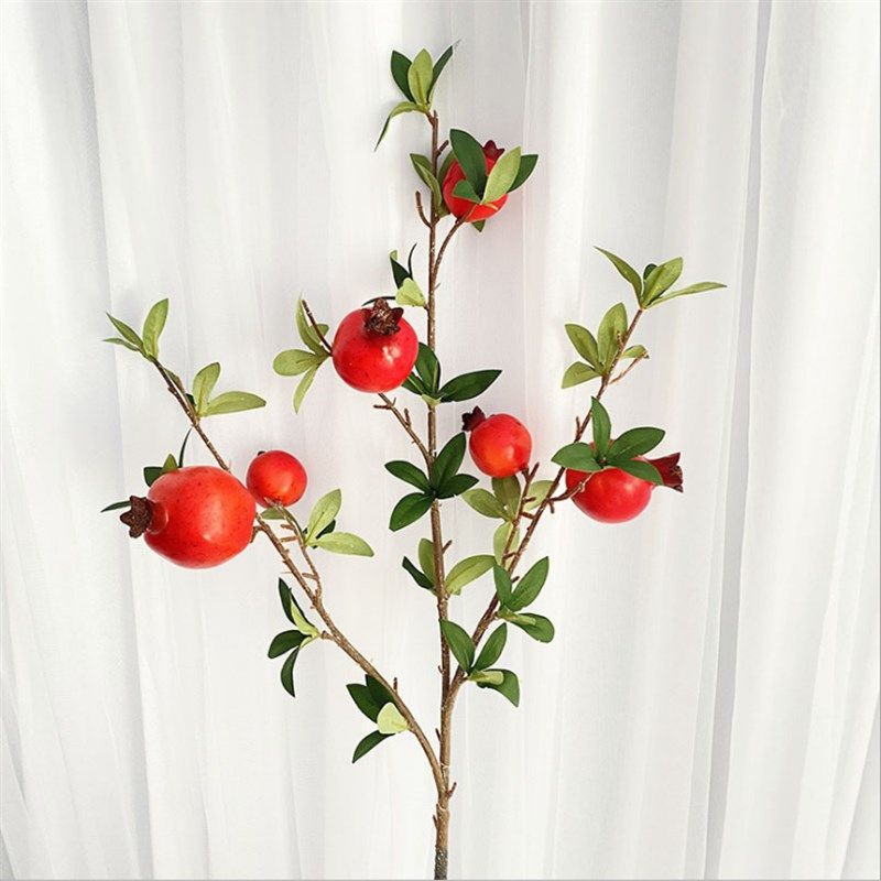 仿真4叉石榴果枝 7头果树枝假花 客厅摆放婚礼摄影道具 仿真植物,鲜花速递/花卉仿真/绿植园艺,仿真绿植,淘宝优惠券,粉丝福利购,淘宝优惠卷