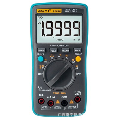 众仪四位半数字万用表ZT303高精度电工维修智能防烧数显表电工表
