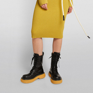 DR.BV马丁靴女2024秋冬新款真皮厚底系带英式短靴中筒大头靴子男