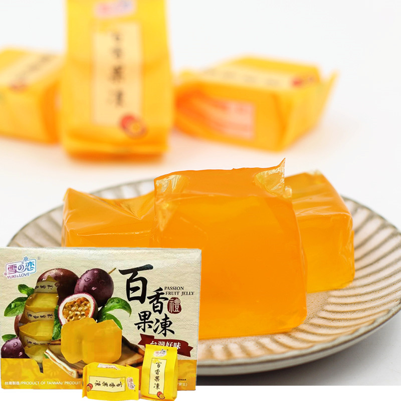 台湾特产雪之恋百香果果冻500g原装纸袋荔枝芒果蓝莓水果汁礼盒装