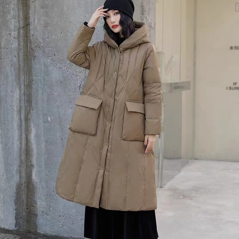 文艺复古宽松大码中长款羽绒服女羽绒服