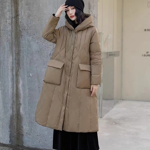 文艺复古宽松大码中长款羽绒服女士中国风修身连帽过膝秋冬外套潮