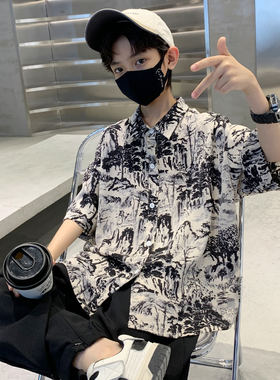 男童短袖衬衫夏季新款港风