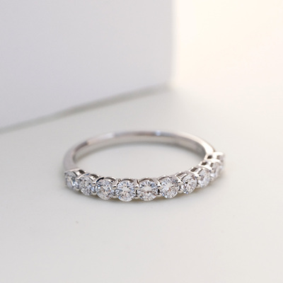 十全十美培育钻石排戒人工钻 18K白金排钻戒指彩金河南碎钻尾戒女