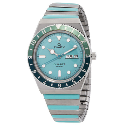 Timex天美时Q系休闲蓝色钢带女表
