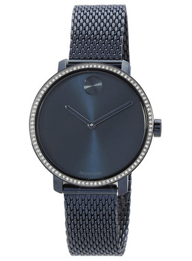 美国直邮代购正品Movado摩凡陀Bold蓝色休闲女士网带手表3600780
