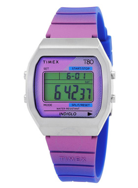 美国直邮购正品Timex天美时80系列紫色数字运动中性手表TW2V74600