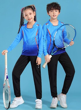 乒乓球服长袖套装儿童男女秋冬训练服套装速干透气羽毛球服运动服