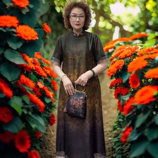 大码 中长款 优雅开衫 桑蚕丝 妈妈装 香云纱宽松版 5118款 显瘦气质夏季