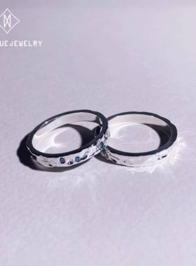 追月银饰情侣对戒字母刻字定制