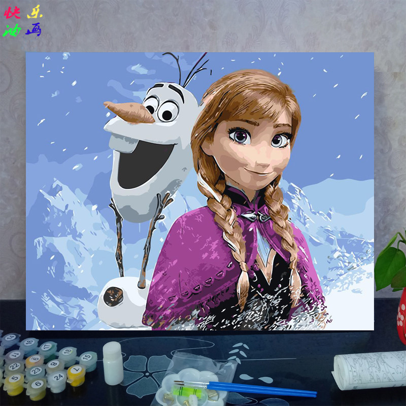 DIY数字油画冰雪奇缘艾莎安娜