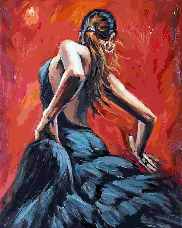 diy美女人物舞蹈减压装饰画定制