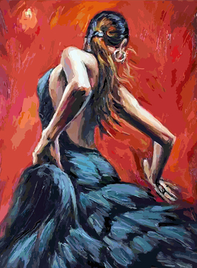 diy美女人物舞蹈减压装饰画定制