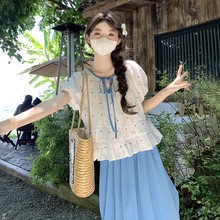 夏日多巴胺穿搭套装裙子明媚独特漂亮绝美亚麻小个子巨好看一整套