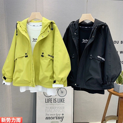 大E小e童装女童韩版连帽冲锋衣潮