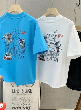 牛哆哆童装儿童韩版卡通印花T恤衫2025夏男女童洋气圆领短袖63861