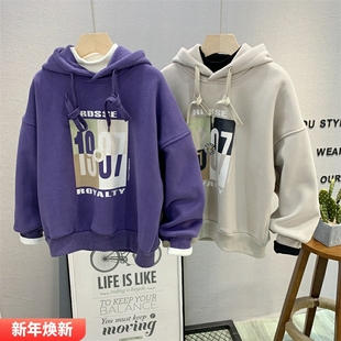潮689 一体绒卫衣2025秋冬男女童连帽套头衫 卡芙恰恰童装 儿童韩版