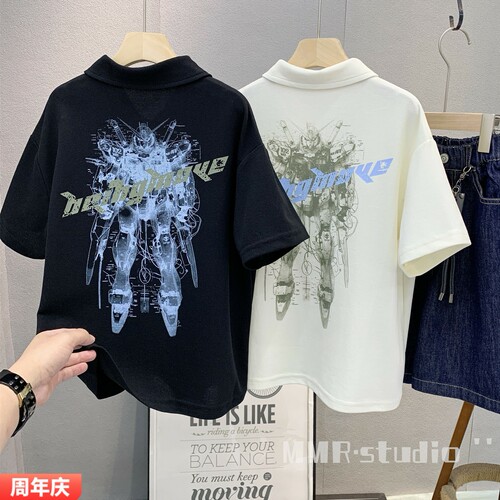 大E小e中大童夏季洋气卡通POLO衫