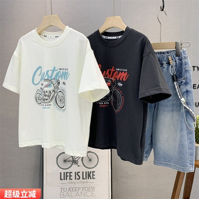 儿童韩版卡通摩托车T恤纯棉短袖