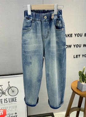 牛哆哆童装 儿童韩版牛仔裤2025春男女童时尚潮流棉弹老爹裤96967