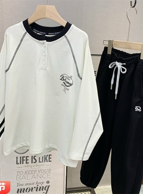 布芮欧童装 儿童韩版潮酷T恤衫2025春款中大童字母纯棉长袖63097