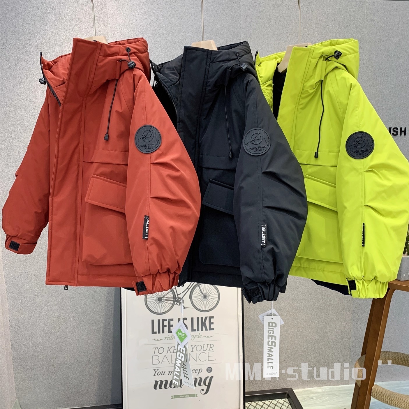 嗨大E小e中大童冲锋衣夹棉外套潮