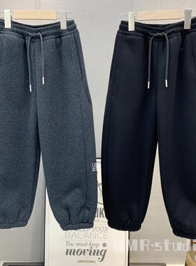 牛哆哆童装 儿童韩版羊驼绒休闲裤2025冬款男女童加绒运动裤76318