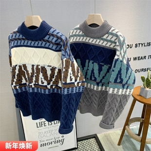 洋气潮流圆领针织衫 提花毛衣24年冬款 3225 中大童韩版 卡芙恰恰童装