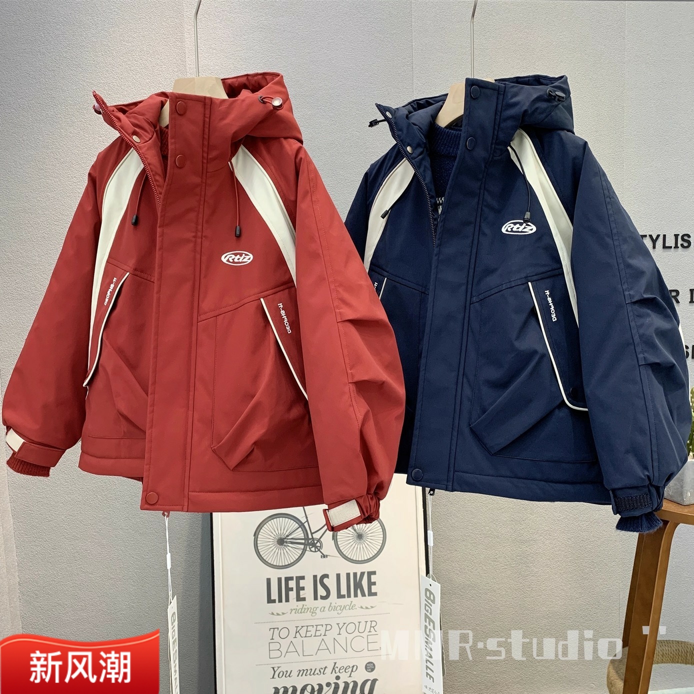 大E小e童装中大童夹棉连帽外套潮