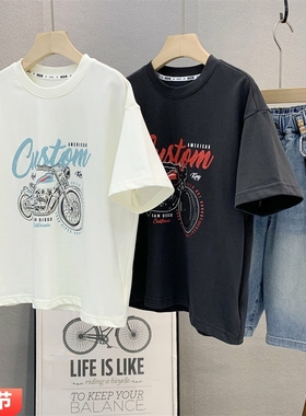 牛哆哆童装儿童韩版卡通摩托车T恤2025夏款男女童纯棉短袖衫39125