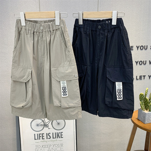 大E小e 儿童韩版休闲五分裤2024夏男纯棉百搭工装裤11601