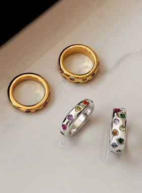 GD权志龙同款彩色钻石戒指女轻奢高级感小众设计情侣对戒食指指环