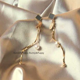 日韩复古简约长款 无耳洞耳夹女潮 流苏耳环圆脸气质冷淡风网红同款