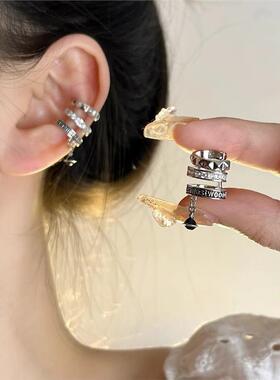复古土星ALISHA字母耳夹无耳洞耳骨夹女高级感耳饰